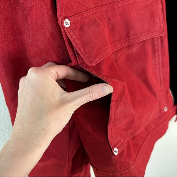 Free People Blair Faux Suede Jacket in Red SZ XL - Picture 7 of 10